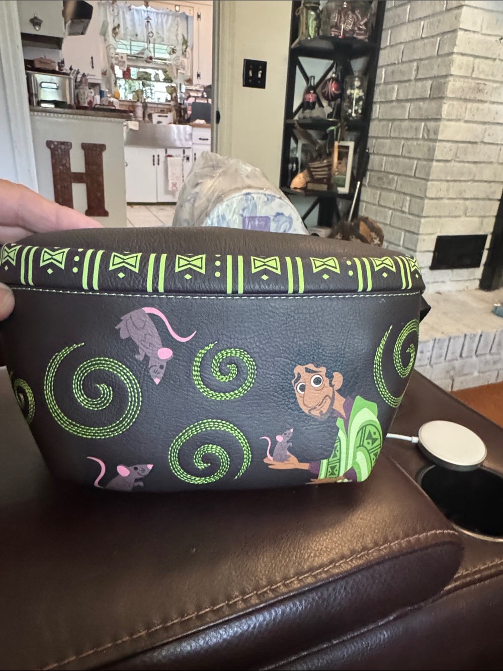 Loungefly Brown and Lime Green 'We Don't Talk About Bruno' Crossbody Pouch